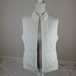 Talbots White Reversable Plaid Zip Up Vest